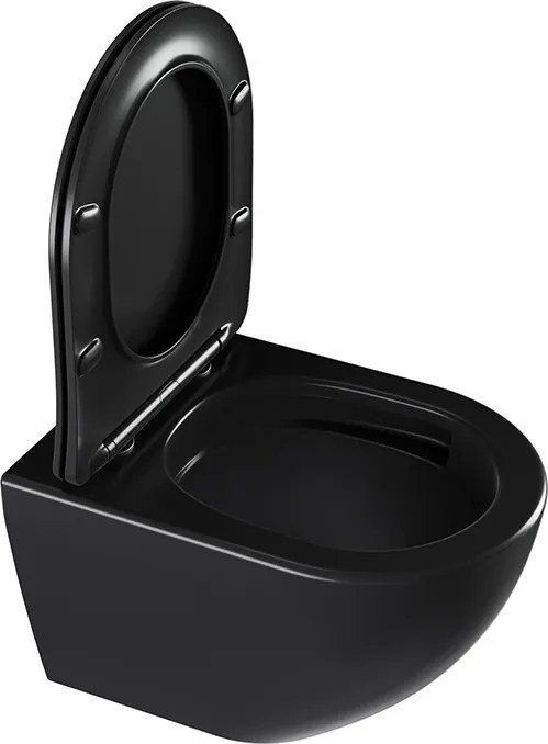 BPS-koupelny Závesná WC misa so SoftClose sedadlom HYD-4669, čierna matná