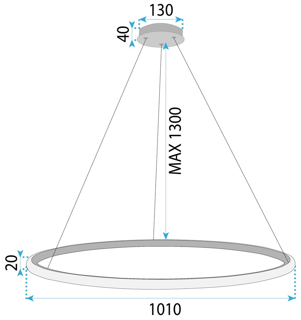 Toolight Toolight, závesné svietidlo 100cm, 61W, 3000K, LHJ003-CP, zlatá lesklá, OSW-50001
