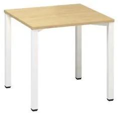 Konferenčný stôl Alfa 420 s bielym podnožím, 80 x 80 x 74,2 cm, rovné vyhotovenie, dezén divoká hruška
