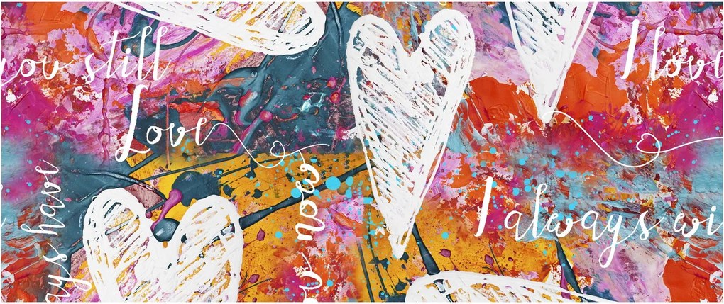 Obraz - Srdce na abstraktnom pozadí (120x50 cm)
