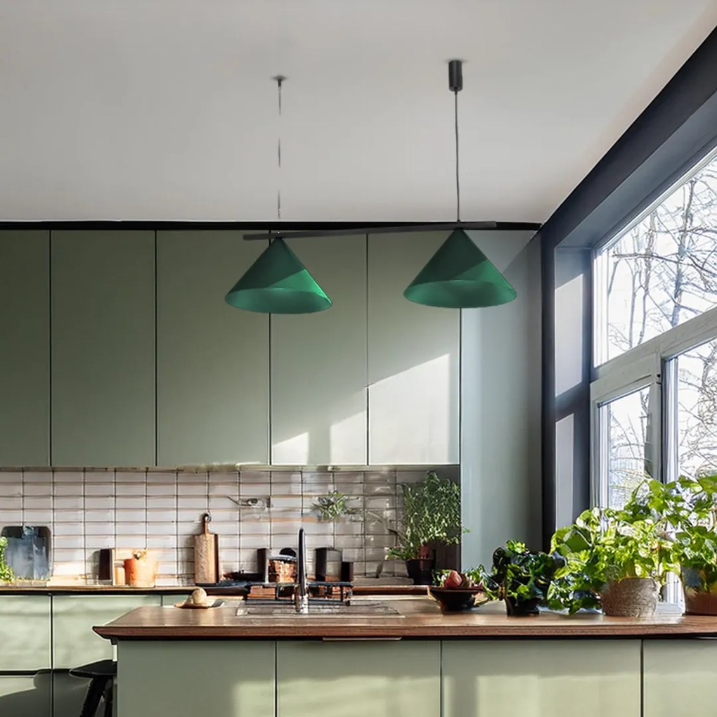 Závesné svietidlo Capital, 2x zelené kovové tienidlo, (fi 46cm), gr