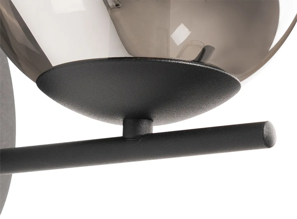 Art Deco nástenná lampa čierna a dymové sklo - Flore