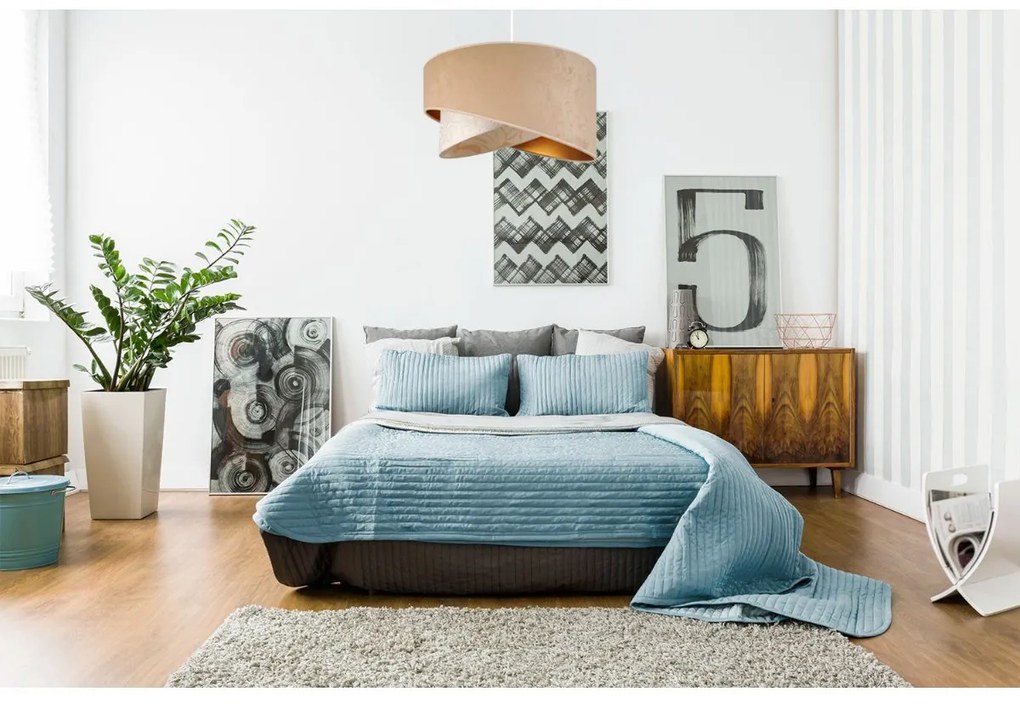 Závesné svietidlo Werona 7, 1x béžové/krémové textilné tienidlo so vzorom, w, g