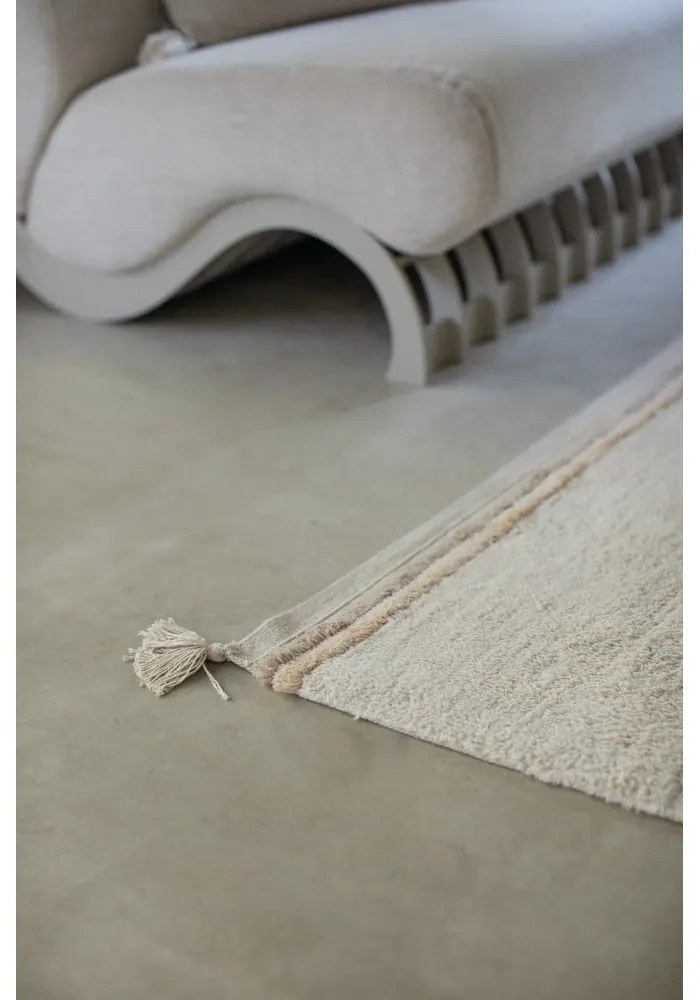 Krémový prateľný ručne tkaný bavlnený koberec 120x160 cm Bloom Natural – Lorena Canals