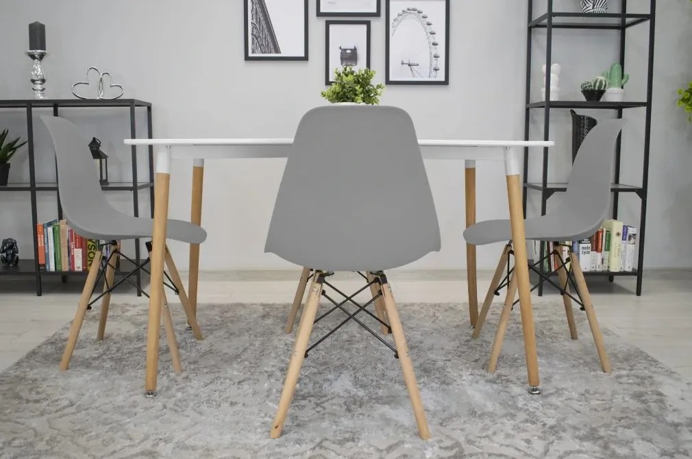 Set 4 stoličiek OSAKA sivé / čierne nohy