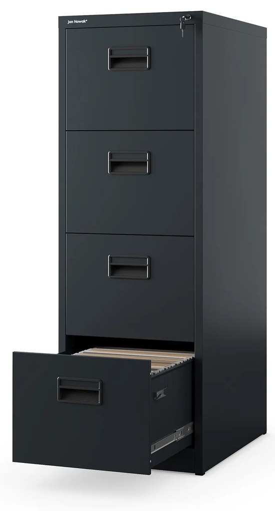 Kovová kartotéka, 4 zásuvky SARA V4, 460 x 1320 x 620 mm, antracitová