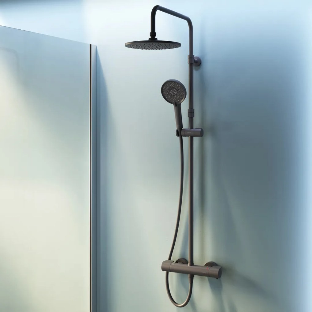 Sprchový systém AM.PM X-Joy F07XA422 s termostatickou sprchovou batériou, čierny