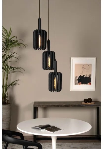 Lucide 45492/13/36 - Luster na lanku RAFAL 3xE27/40W/230V čierna/šedá