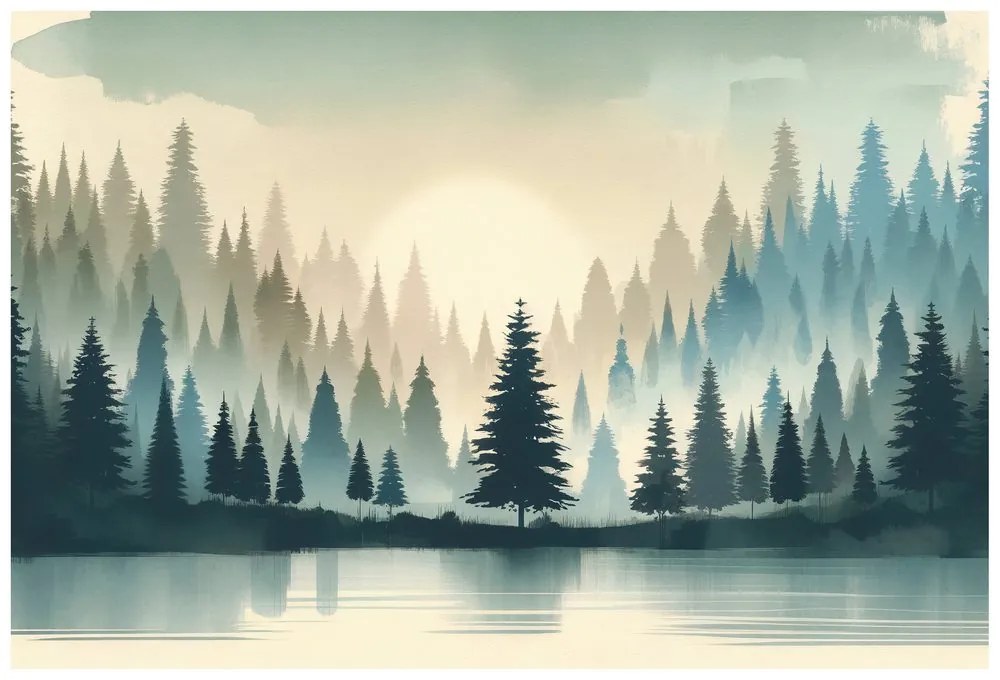 Samolepiaca tapeta zahmlený lesný súmrak