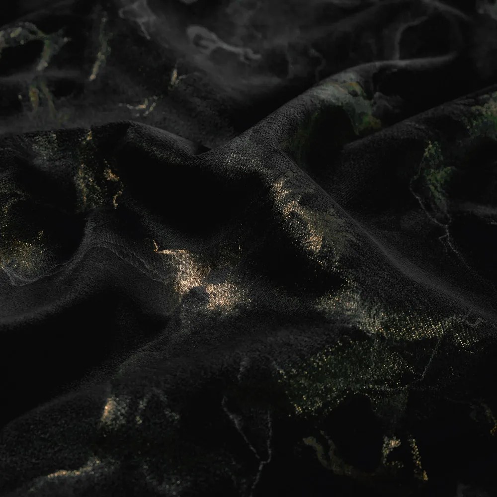 Biante Zamatový behúň na stôl Isabela IBL-021 Zlatý/dymový mramor na čiernom 20x140 cm