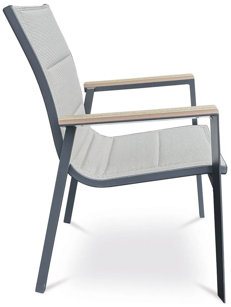 Autronic Záhradná stolička, hliník, textil, béžová, AZC-S1110 BK