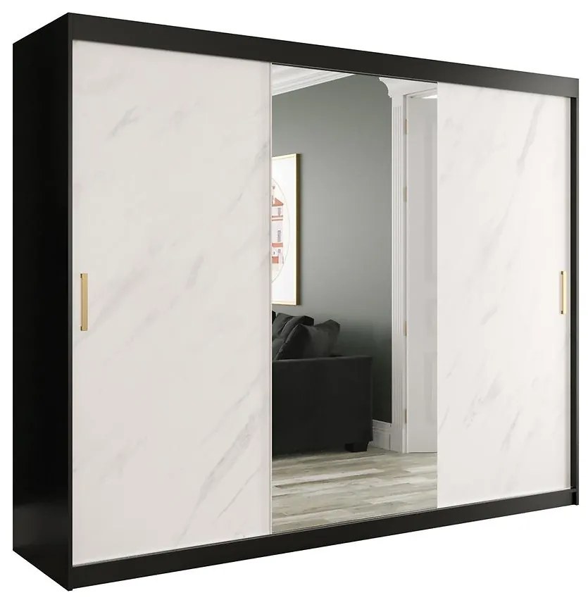 Skriňa Marmur T1 250 čierna/mramor biely