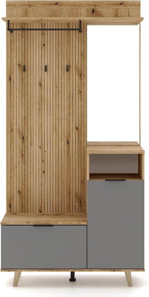 Predsieňová stena Nordic 100 cm dub Evoke/grafit