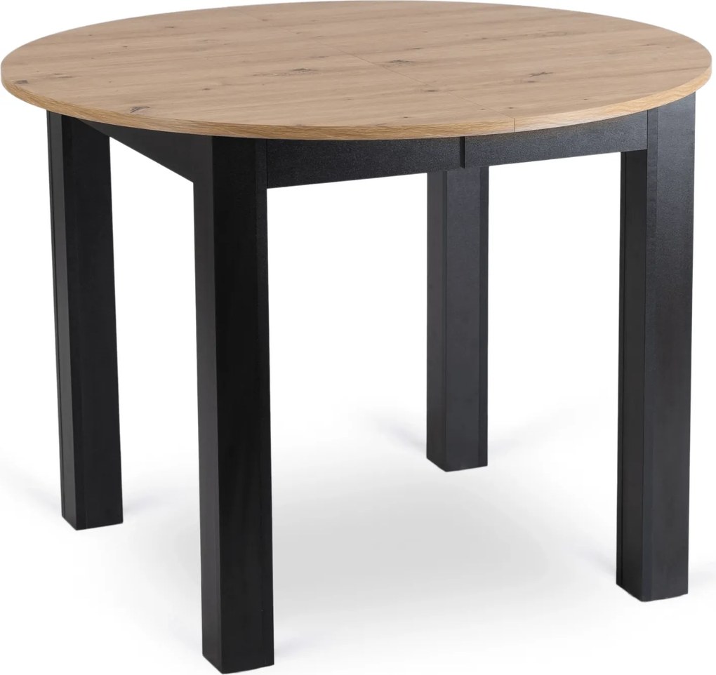 Vintino Jedálenský okrúhly stôl AMFORA dub artisan/čierny 102–142 cm