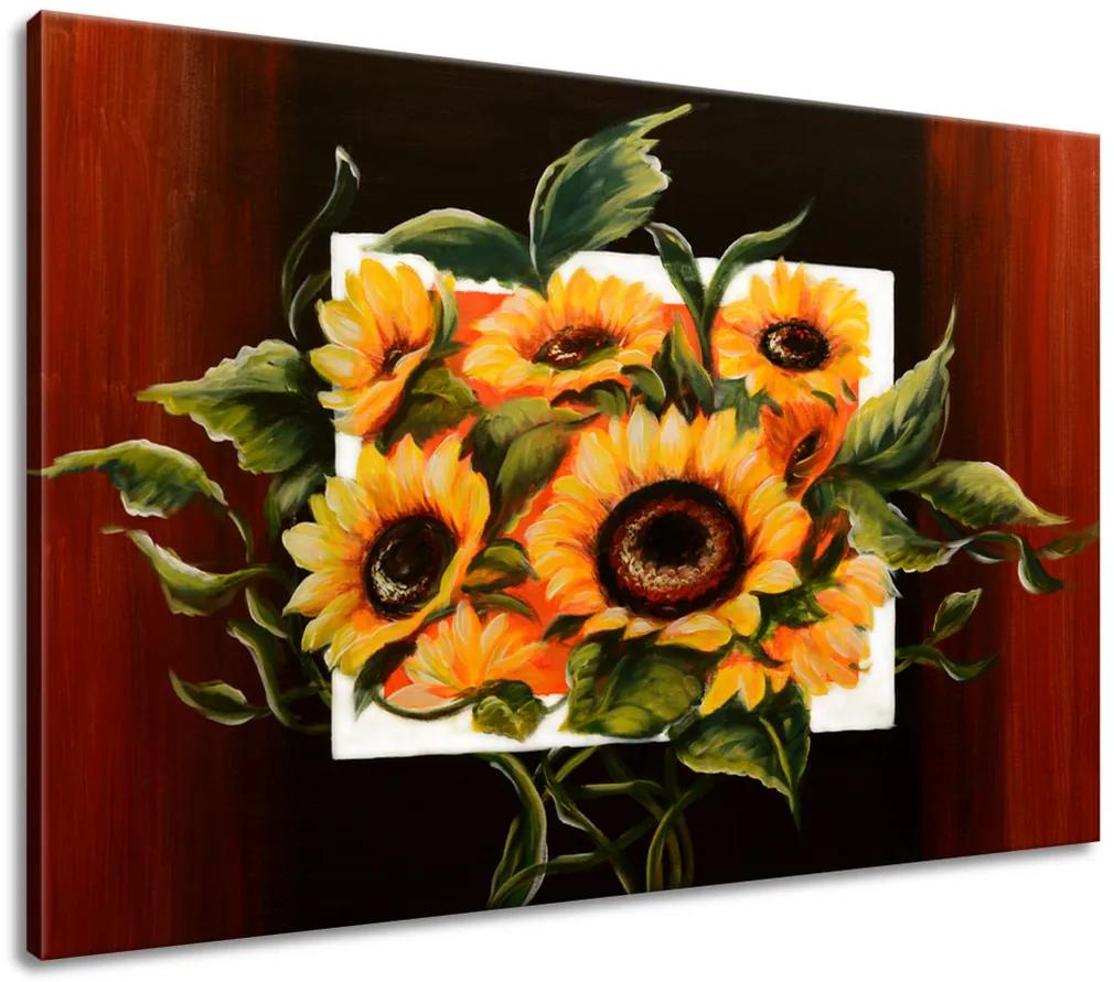 Gario Ručne maľovaný obraz Prekrásne slnečnice Rozmery: 120 x 80 cm