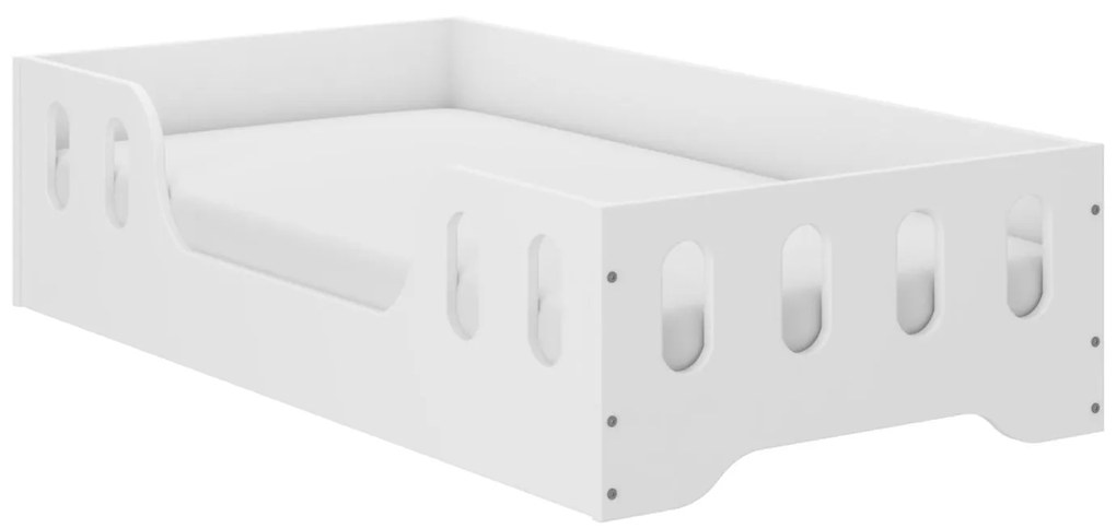 Detská Montessori posteľ LAKI 140x70 cm + MATRAC - biela