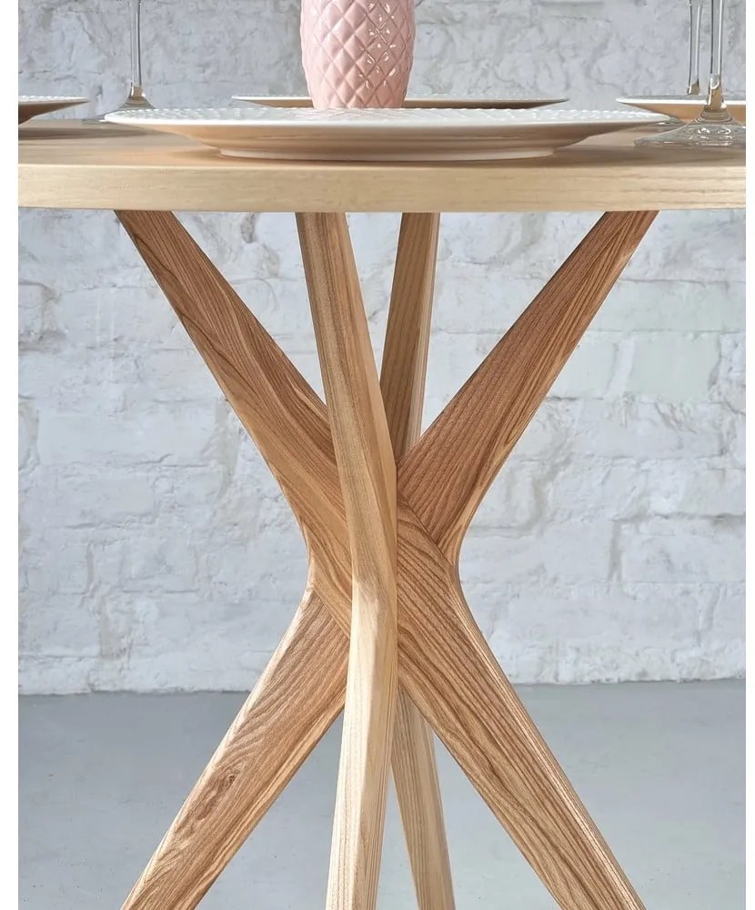 Okrúhly jedálenský stôl s doskou v dekore jaseňového dreva ø 80 cm Jubi – Ragaba