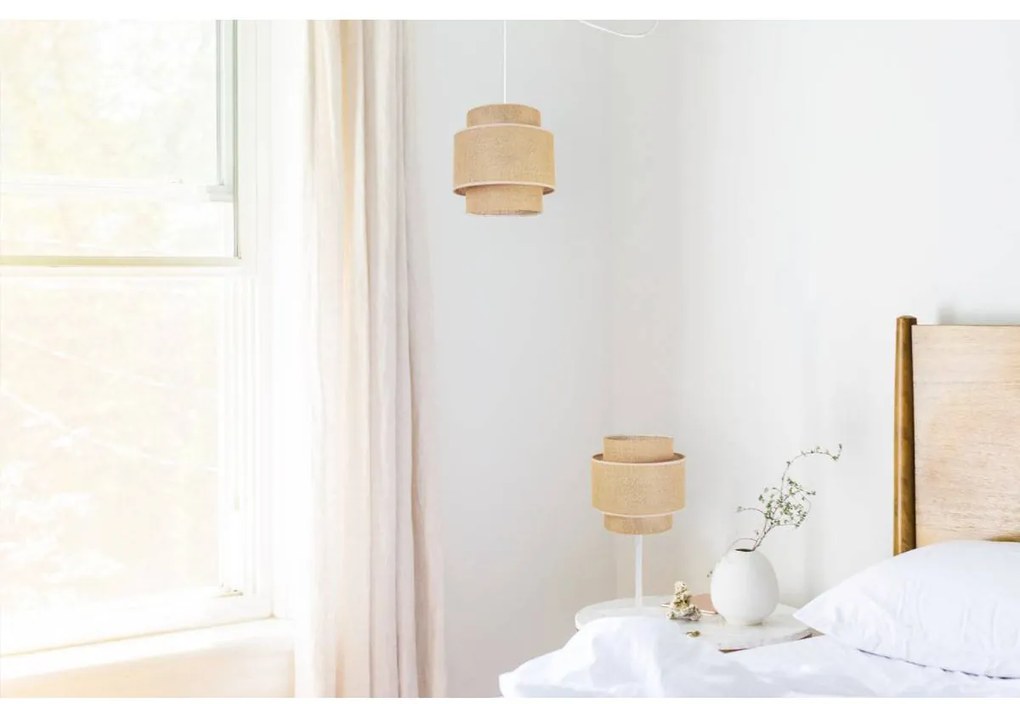 Stolná lampa Boho, 1x jutové tienidlo, (výber z 2 farieb konštrukcie)