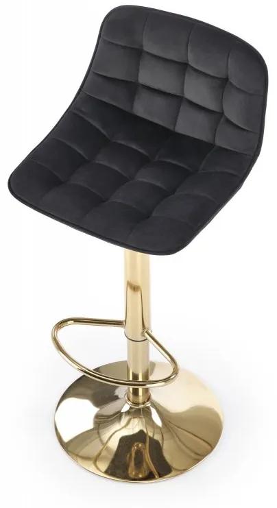 Barová stolička DREY II - kov, látka, zlatá / čierna