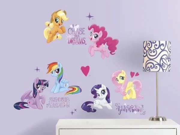 Samolepky na stenu s rozprávkovým motívom MY LITTLE PONY s nápismi