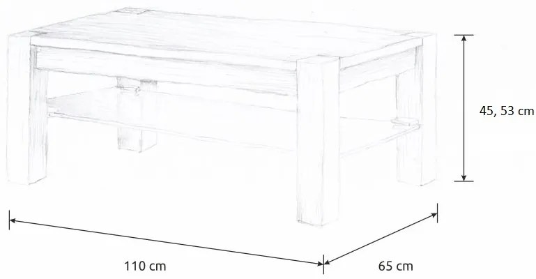 Wooded Konferenčný stolík Denver Glass z masívu BUK 110x65x45cm