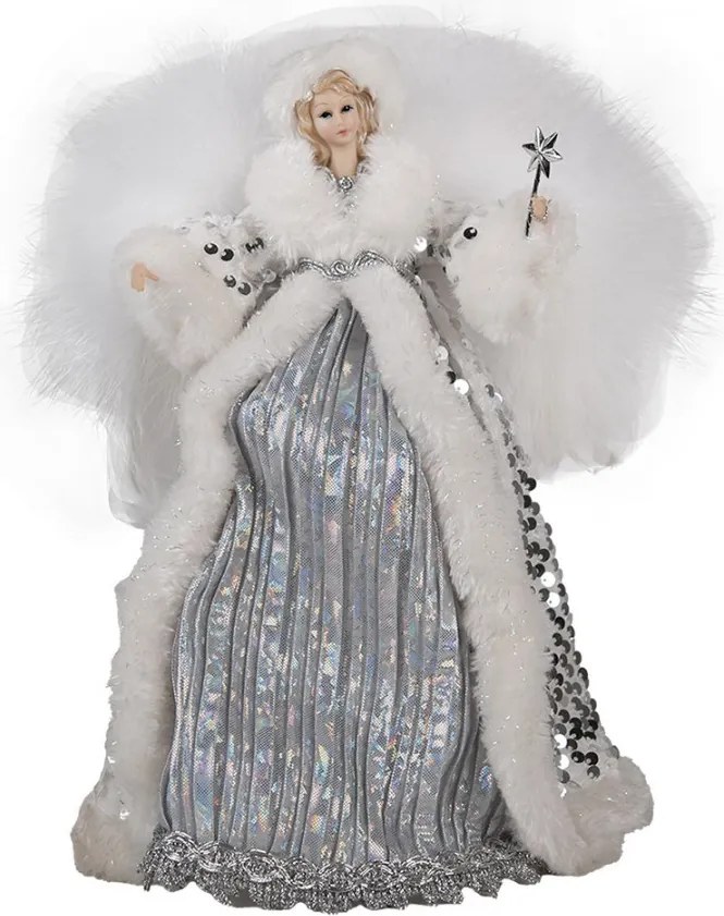 Anjel v ozdobných ružových šatách na špičku stromčeka Angel Tree - 20*15*28 cm