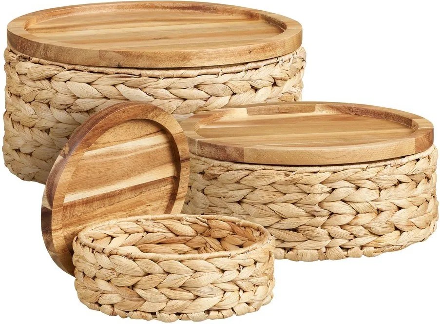 Košíky v súprave 3 ks z vodného hyacintu ø 30x15 cm Botofte – House Nordic