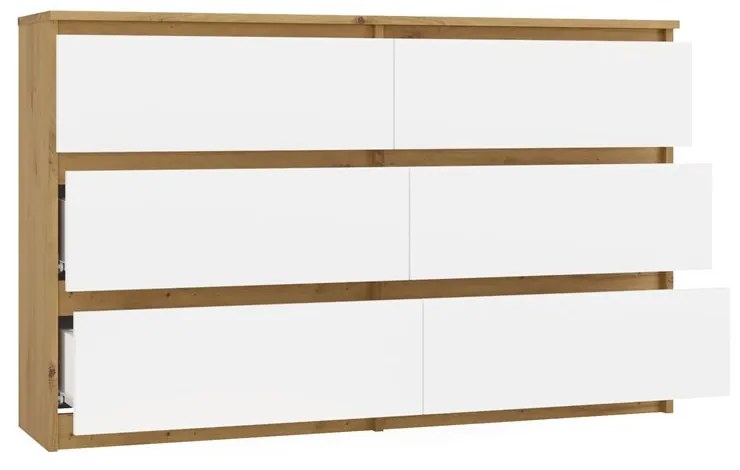 Komoda MALWA M6 120 cm dub artisan/bílá