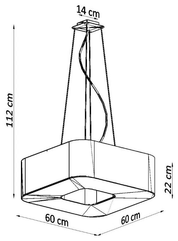 Závesné svietidlo Urano, 1x biele textilné tienidlo, (biely plast), (60 cm)