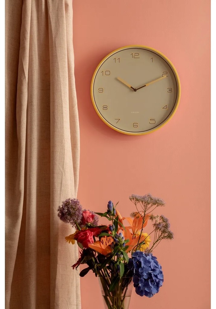 Dizajnové nástenné hodiny Karlsson 6013BY žlté,priemer 40 cm