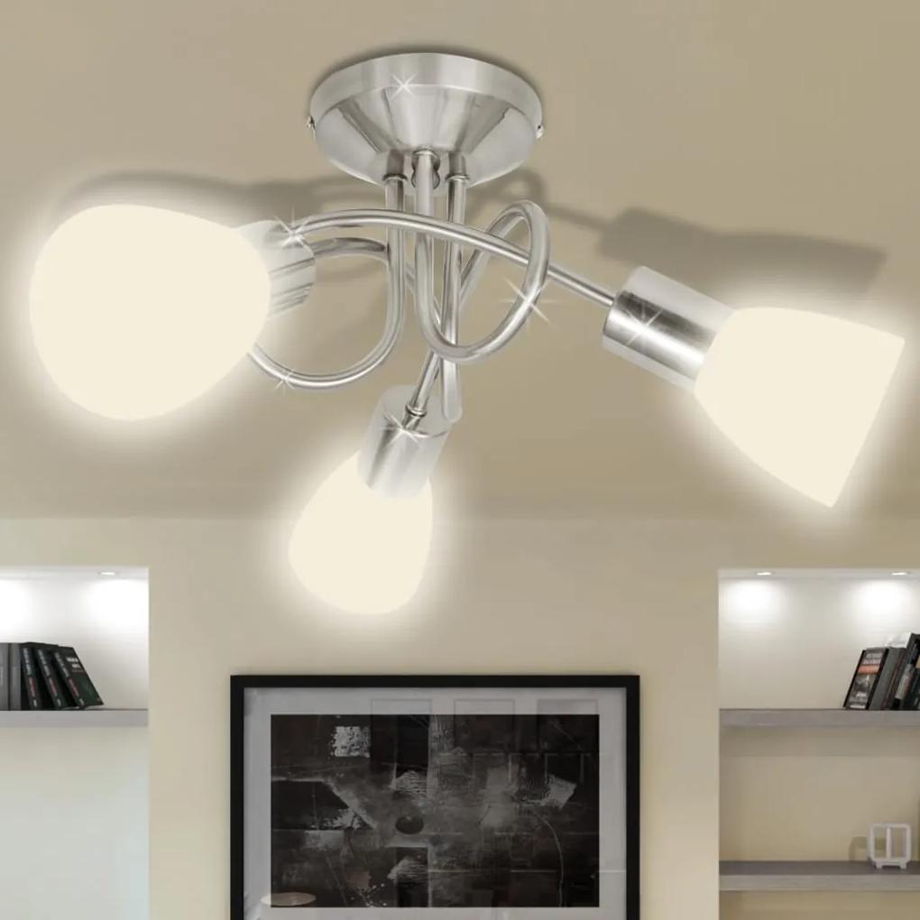 vidaXL Stropná lampa so sklenenými tienidlami na 3 žiarovky E14