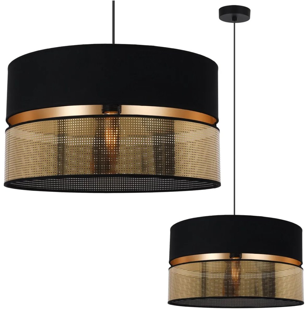 Závesné svietidlo Asti2, 1x PVC/čierne textilné tienidlo, (fi 40cm), g, b