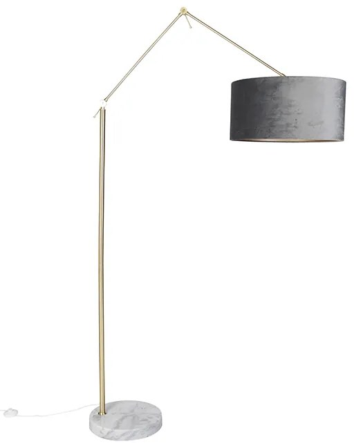 Moderná stojaca lampa zlatý zamatový tienidlo sivý 50 cm - Editor