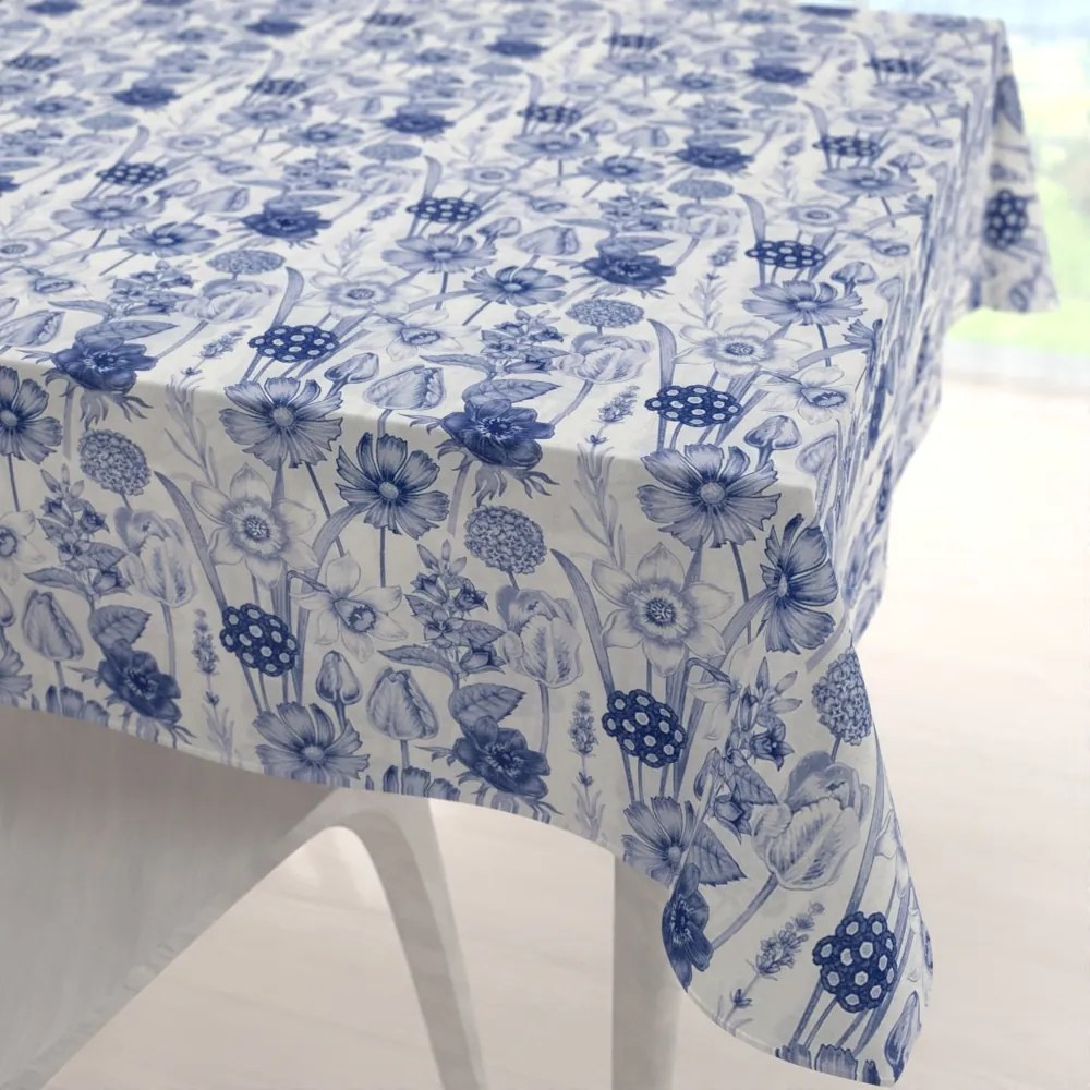 Biante Dekoračný štvorcový obrus PML-090 Modré jarné kvety na bielom 90x90 cm