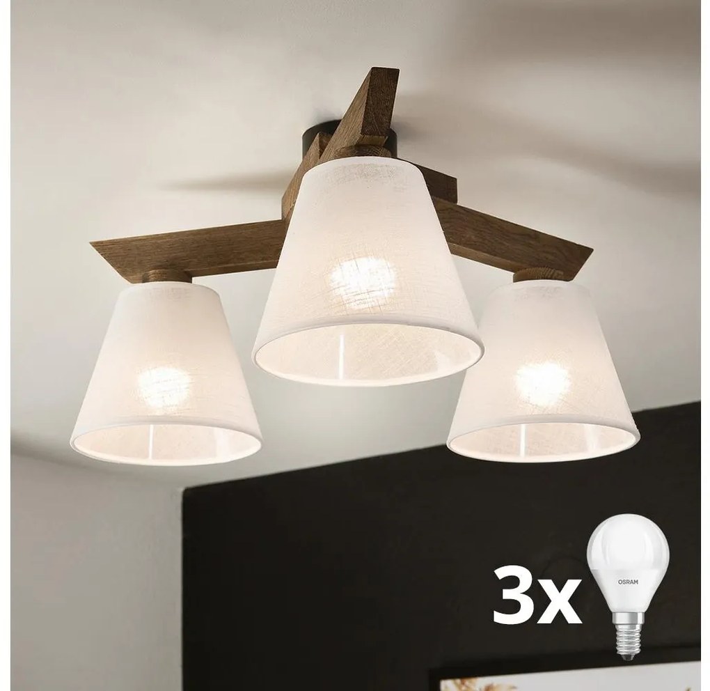 Brilagi - LED  Prisadený luster ANTHONY 3xE14/40W/230V dub orech/biela