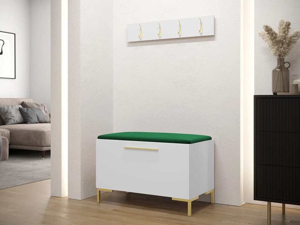 Predsieňová zostava Frunofta VIII, Farby: dub craft, Farba čalúnenia:: ekokoža Soft 017 (biela)