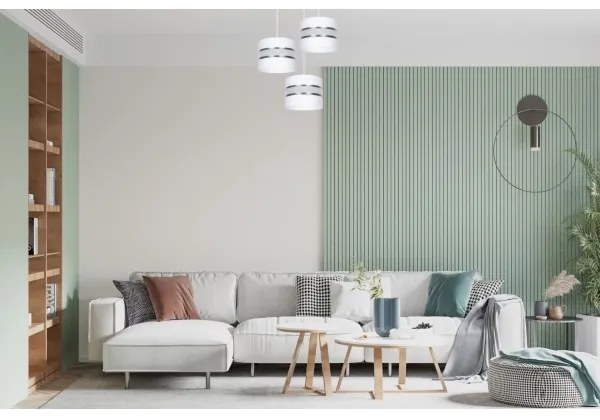 Luster na lanku CORAL 3xE27/60W/230V biela/chróm pr. 45 cm