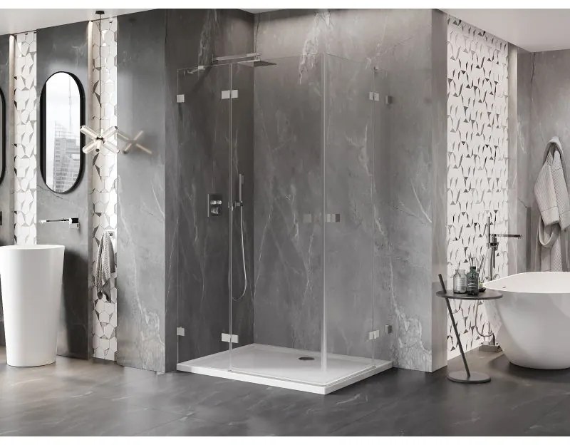 Mexen Lunar Duo, výklopný sprchový kút 115 x 80 cm, 8mm číre sklo, oceľový profil, 834-115L-080P-97-00