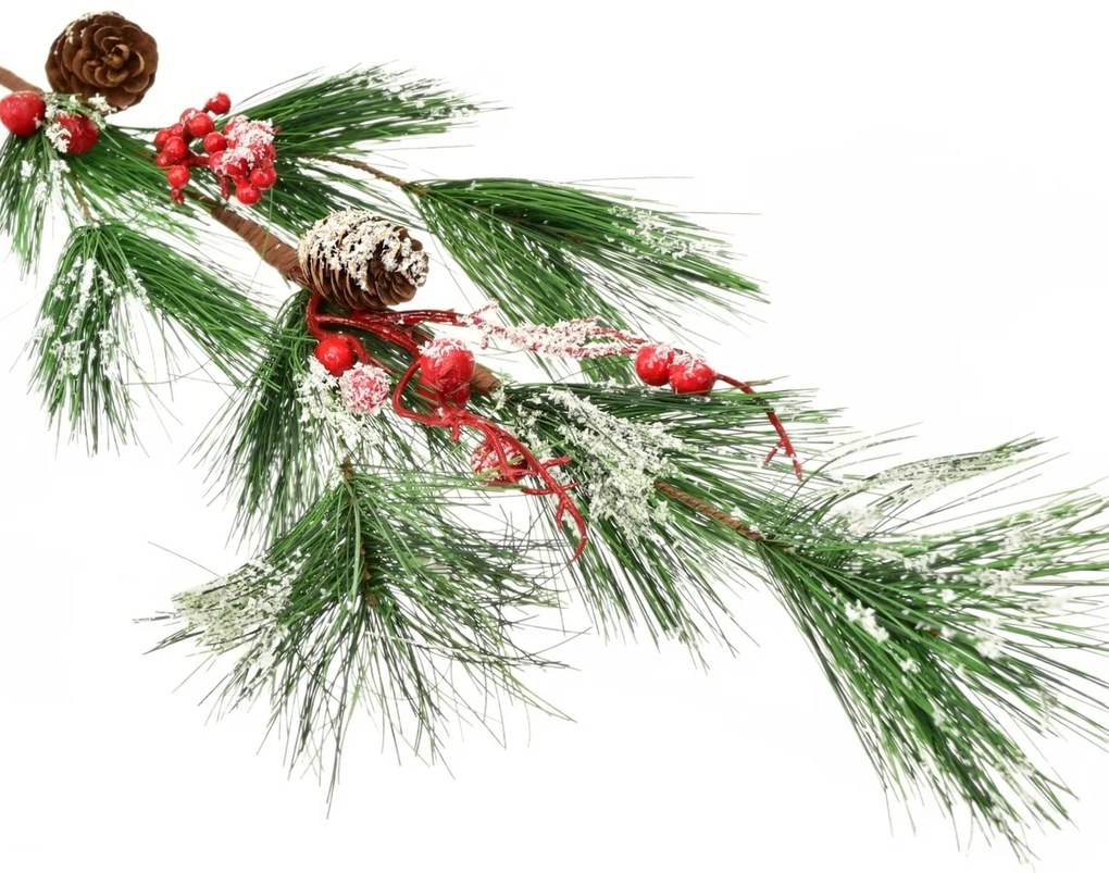 Umelá vetvička borovica s dekoráciou, 75 cm