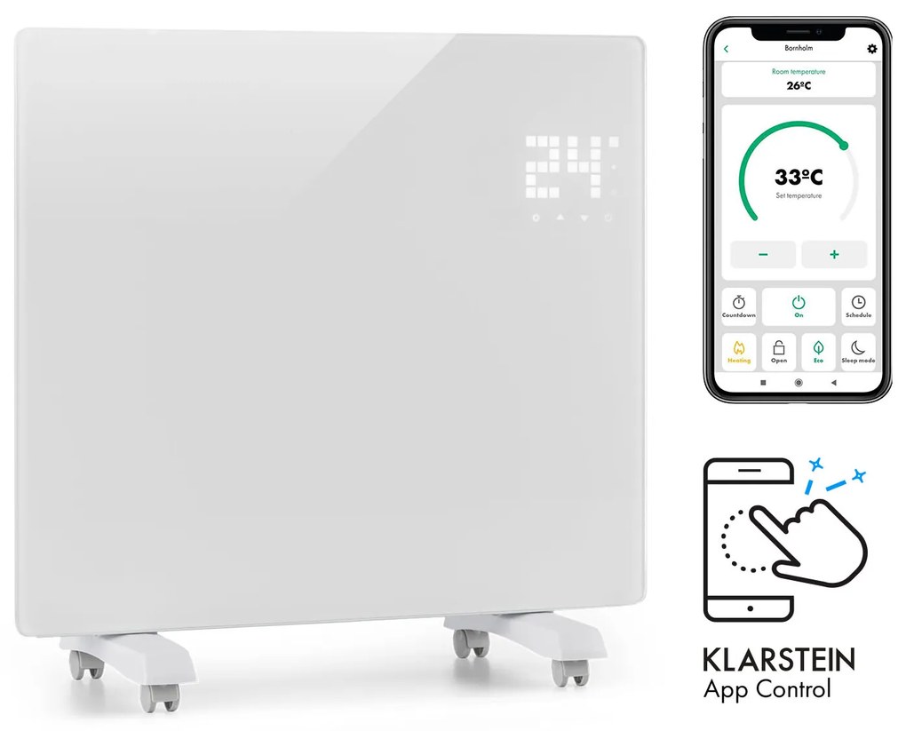 Bornholm Single Smart, konvektor, 1000 W, ovládanie cez aplikáciu, biely