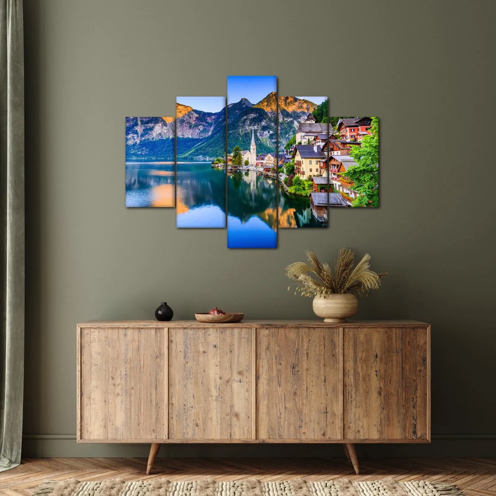Obraz - Alpská dedina (150x105 cm)