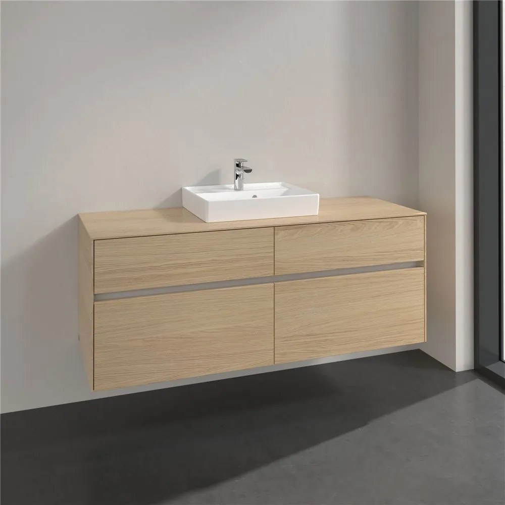 VILLEROY &amp; BOCH Collaro závesná skrinka pod umývadlo na dosku (umývadlo v strede), 4 zásuvky, 1400 x 500 x 548 mm, Nordic Oak, C07300VJ