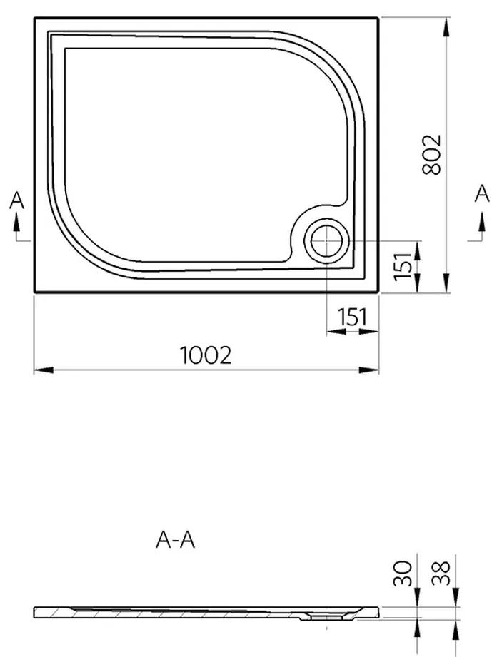 Vima 121 - Vanička s protišmykom, liaty mramor, 100x80cm