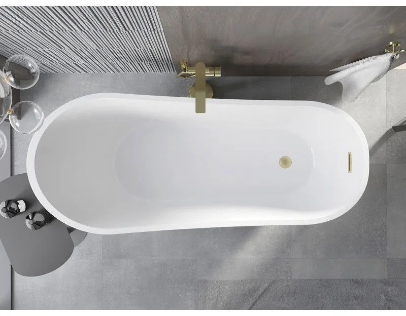 Mexen Alta, voľne stojaca vaňa 170 x 75 cm, biela, zlatý matný prepad, 52141707500-55