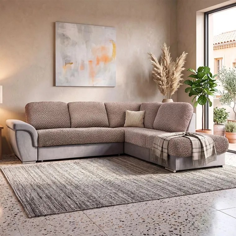 Bielastické poťahy MODULO orieškové oporný vankúš L (60-90 cm x 131-180 cm)