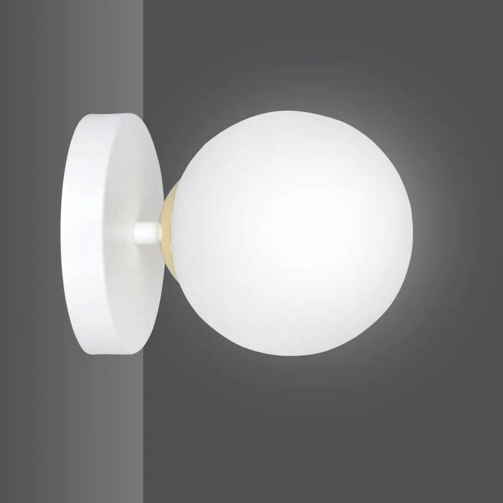 FLOKI K1 |    nástenné svietidlo so sklenenou guľou Farba: Biela