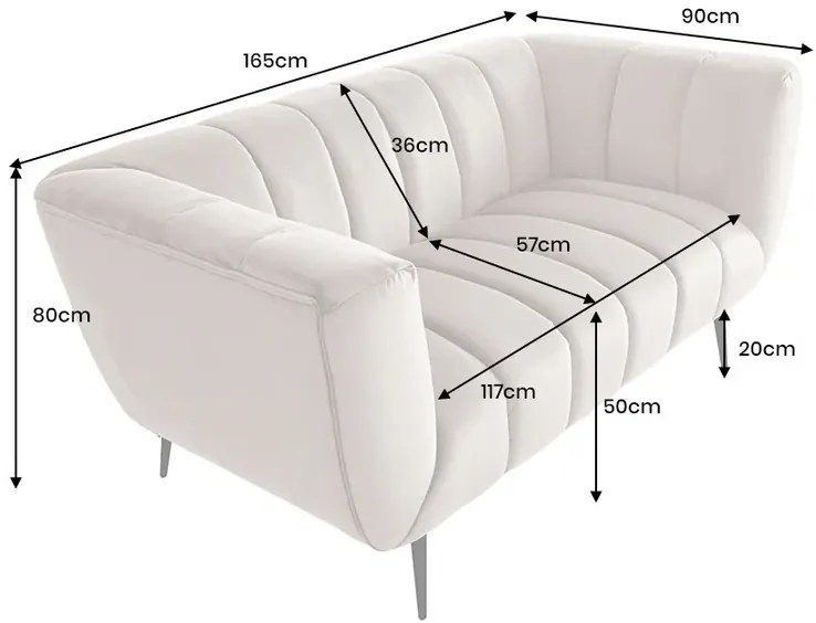 Pohovka NOBLESSE 165 cm zamat svetlá zlatobéžová