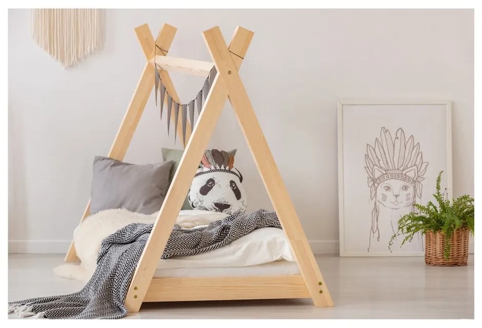 Domčeková posteľ z borovicového dreva Adeko Mila TP, 80 x 160 cm