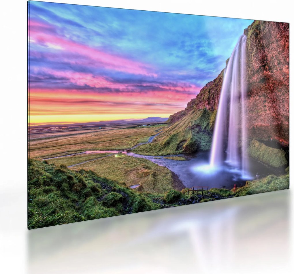 Sklenený obraz - Vodopád Seljalandsfoss (70x50 cm)