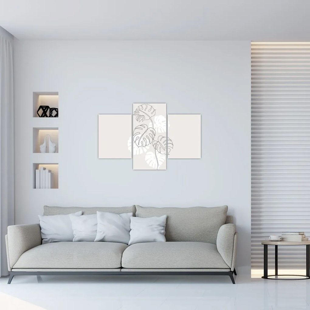 Obraz - Line art monstera N⁰3 (90x60 cm)
